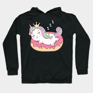 Cute Unicorn Lies On Donut Hoodie